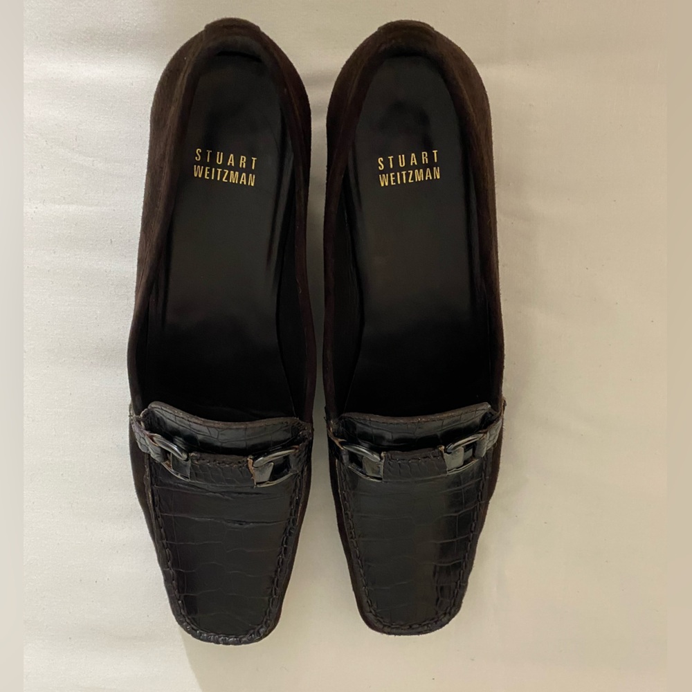 Vintage Stuart Weitzman Women’s Block Heel Loafer In Brown Size 9.